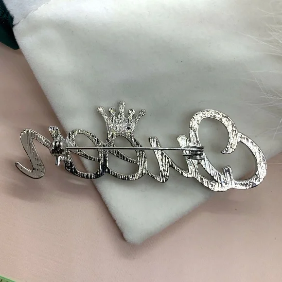 Queen Silver Rhinestone Brooch - Picture 2 of 3